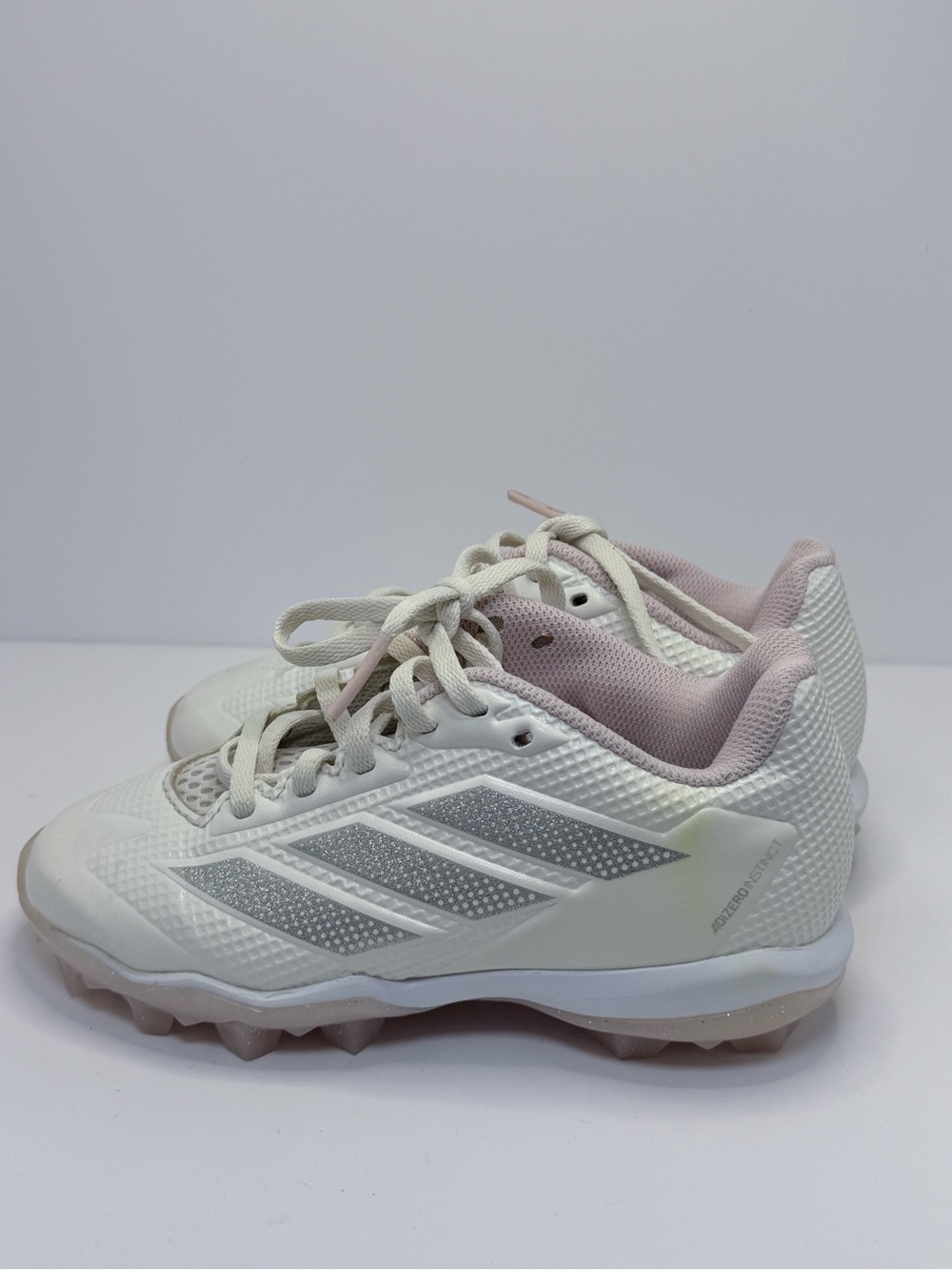 Adidas Kids White and Light Pink Athletic Cleats